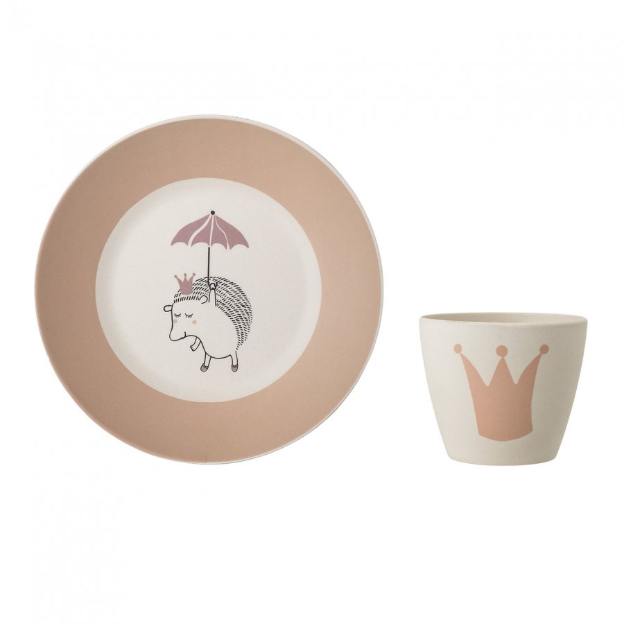Bloomingville Princess Spises�t 2 dele, Rosa Bambus melamin