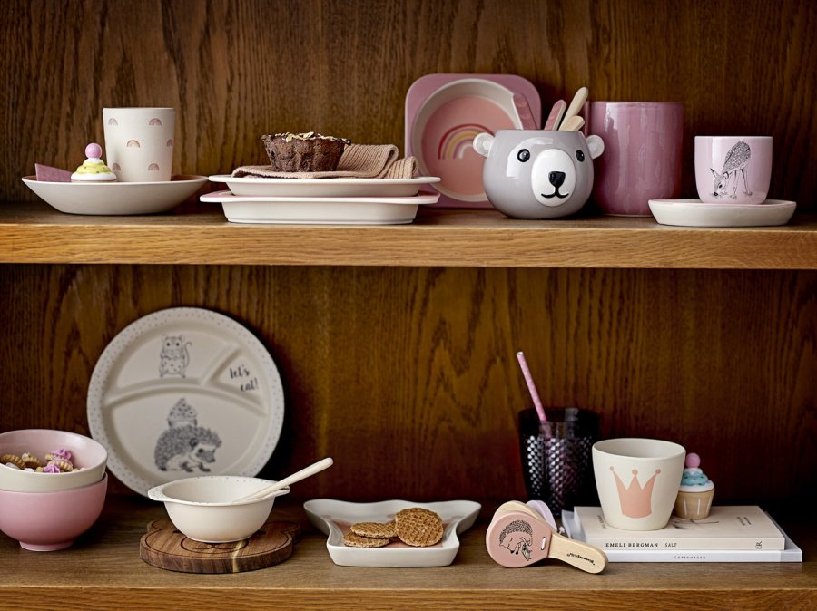 Bloomingville Princess Spises�t 2 dele, Rosa Bambus melamin