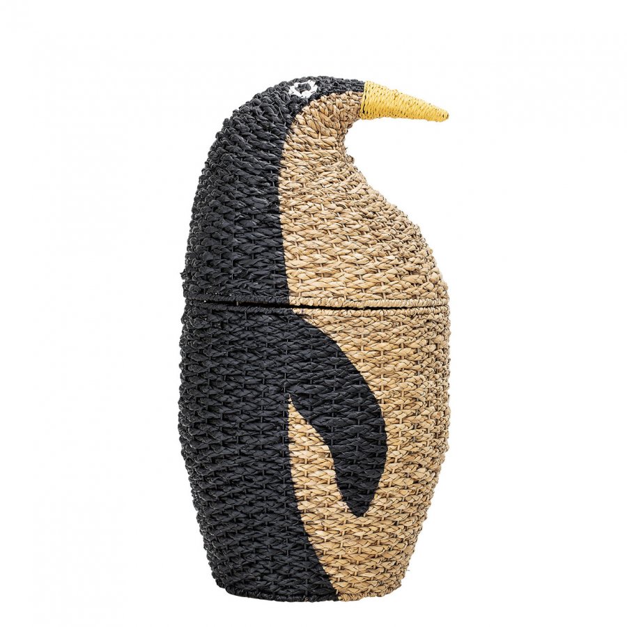 Bloomingville Mini Pinguin Korb mit Deckel 37 cm, Bankuan Gras