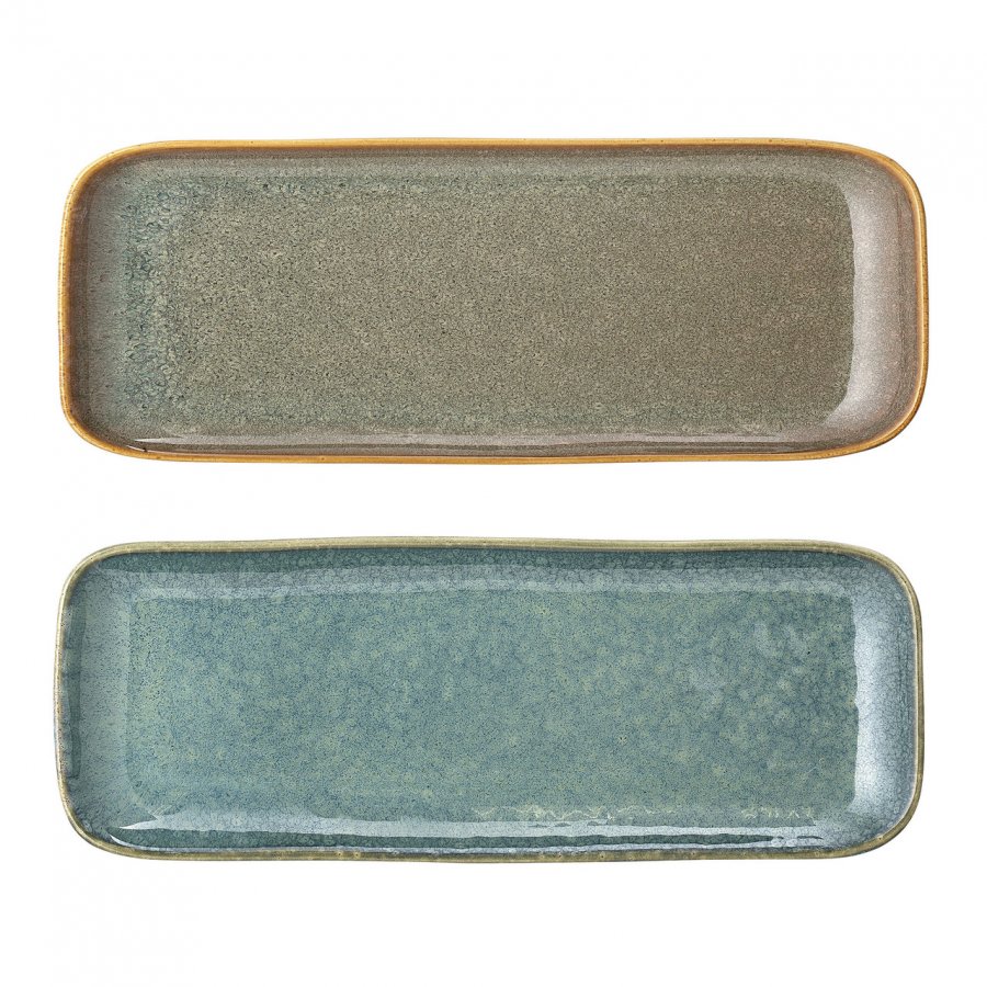 Bloomingville Aime Teller 2er Set 25,5 cm, Braun/Gr&uuml;n