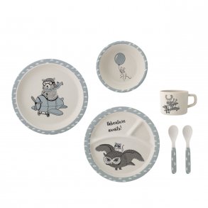 Bloomingville Charles Spises�t 6 dele Bl�, Bambus melamin