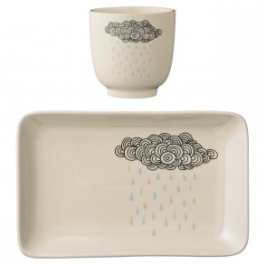 Bloomingville Kop & Tallerken, Hvid Stent�j