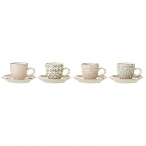 Bloomingville Ccile Espressotassen mit Untertasse 4er Set