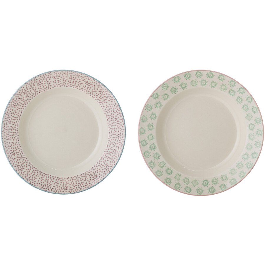 Bloomingville Patrizia Pastateller 2er Set 25 cm, Grn/Rosa