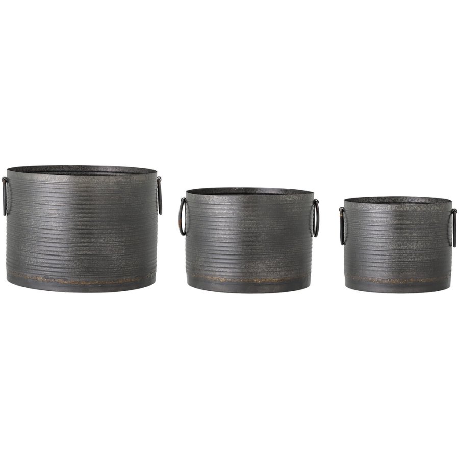 Bloomingville Clauds Urtepotteskjuler 3 stk, Sort Metal