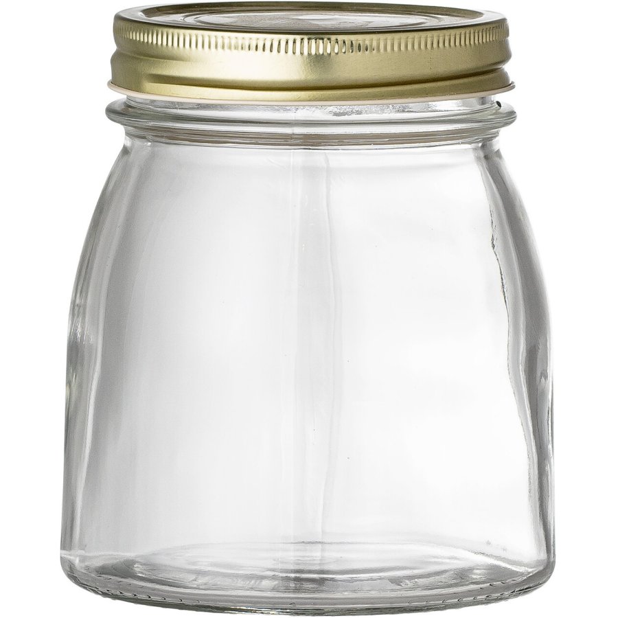 Bloomingville Soma Gefäß mit Deckel 13 cm, Glas/Messing