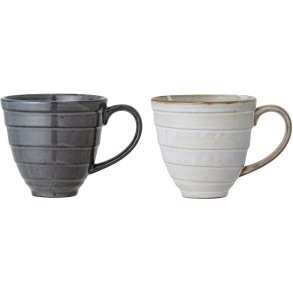 Bloomingville Masami Tasse 2er Set 35 cl, Wei/Grau