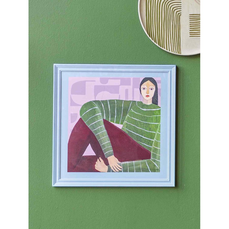 Bloomingville Zoy Illustration m. Ramme 50x50 cm, Fyrretr�