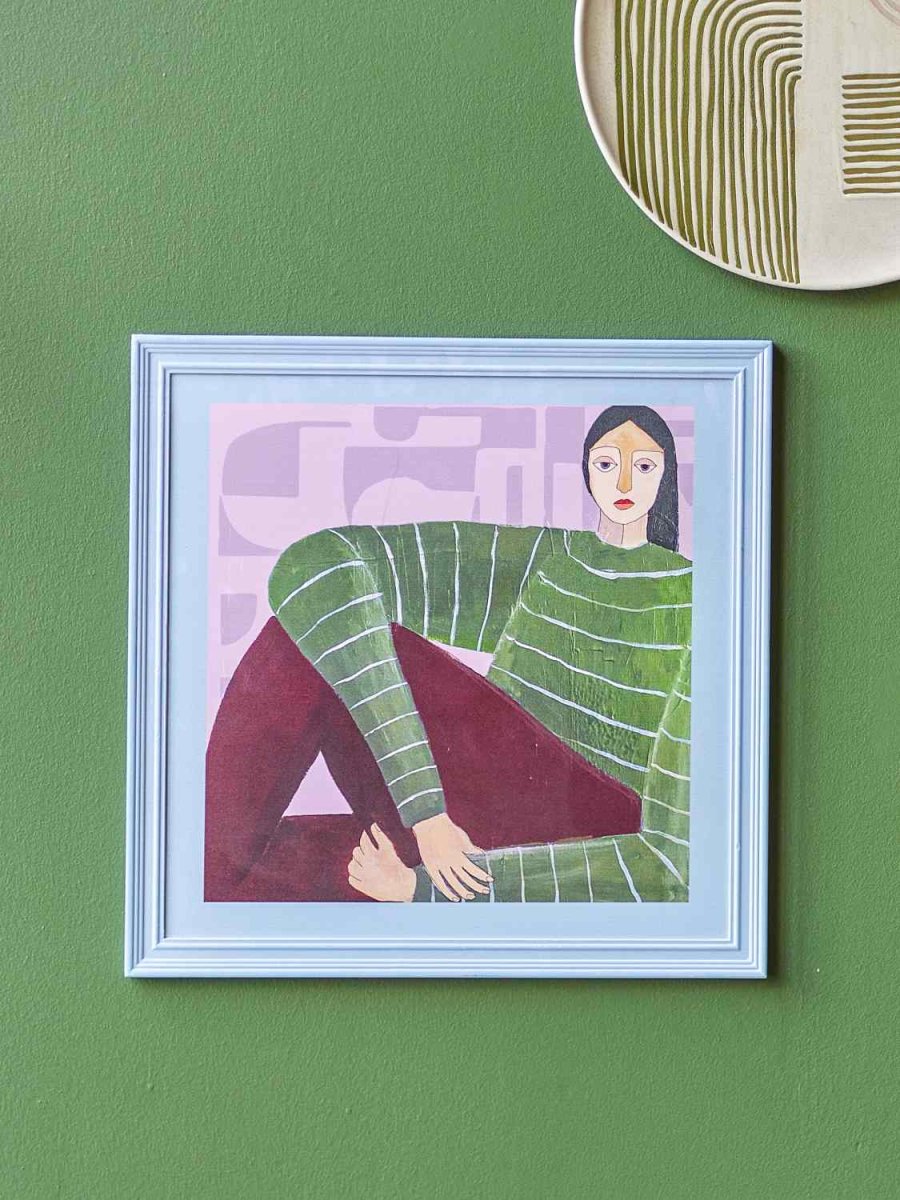 Bloomingville Zoy Illustration m. Ramme 50x50 cm, Fyrretr�