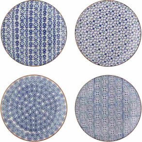 Bloomingville Karine Teller 4er Set 20 cm, Blau