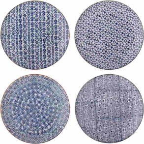Bloomingville Karine Teller 4er Set 25 cm, Blau