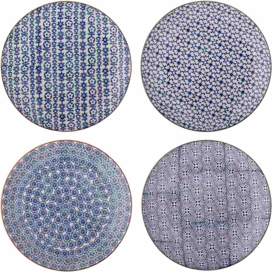 Bloomingville Karine Teller 4er Set 25 cm, Blau