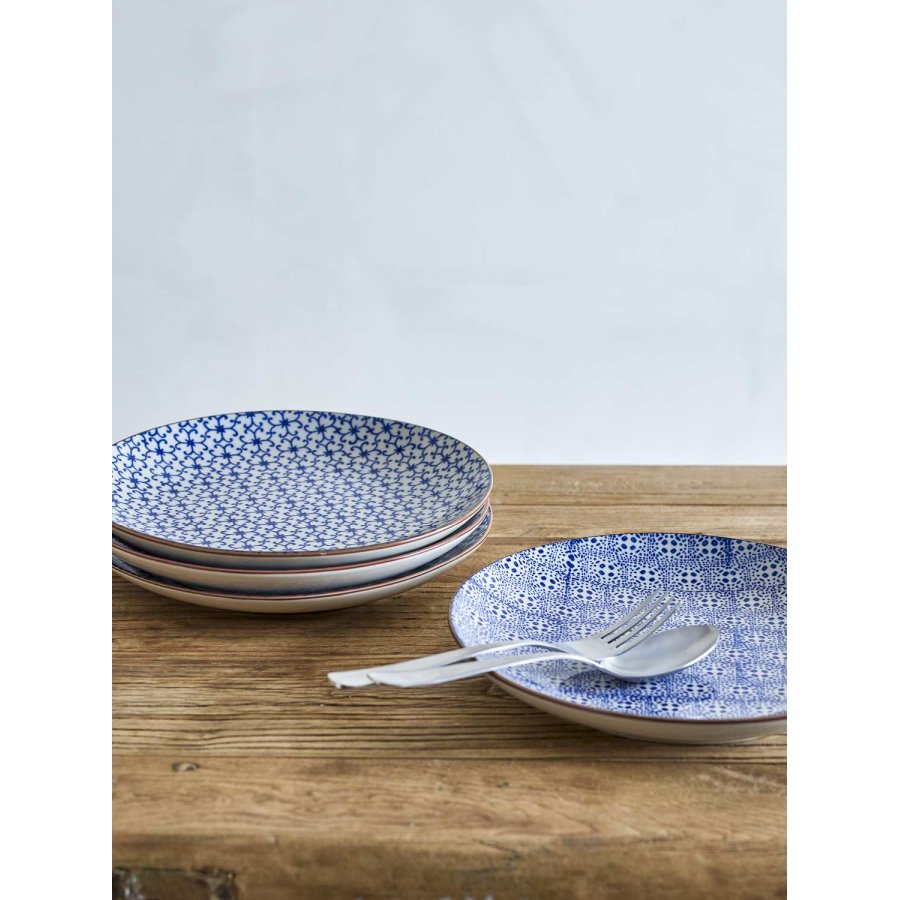 Bloomingville Karine Teller 4er Set 25 cm, Blau