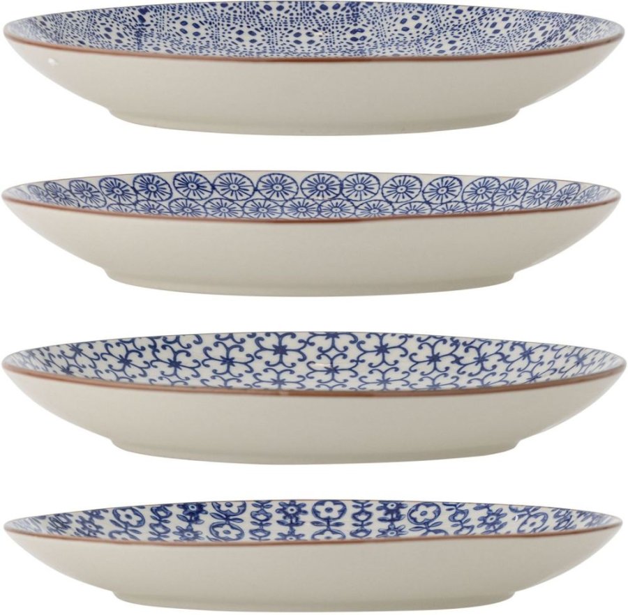 Bloomingville Karine Teller 4er Set 25 cm, Blau
