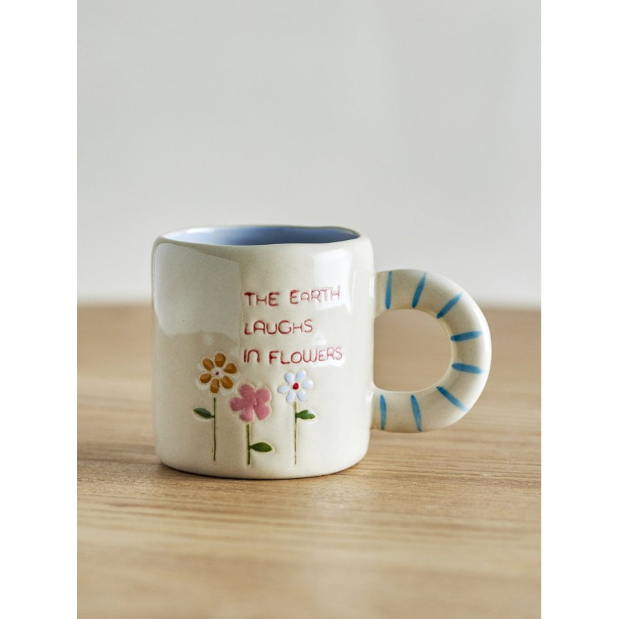Bloomingville Mini Cloudy Tasse mit Henkel 22,5 cl, Natur/Blau