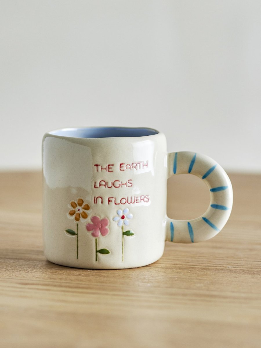 Bloomingville Mini Cloudy Tasse mit Henkel 22,5 cl, Natur/Blau