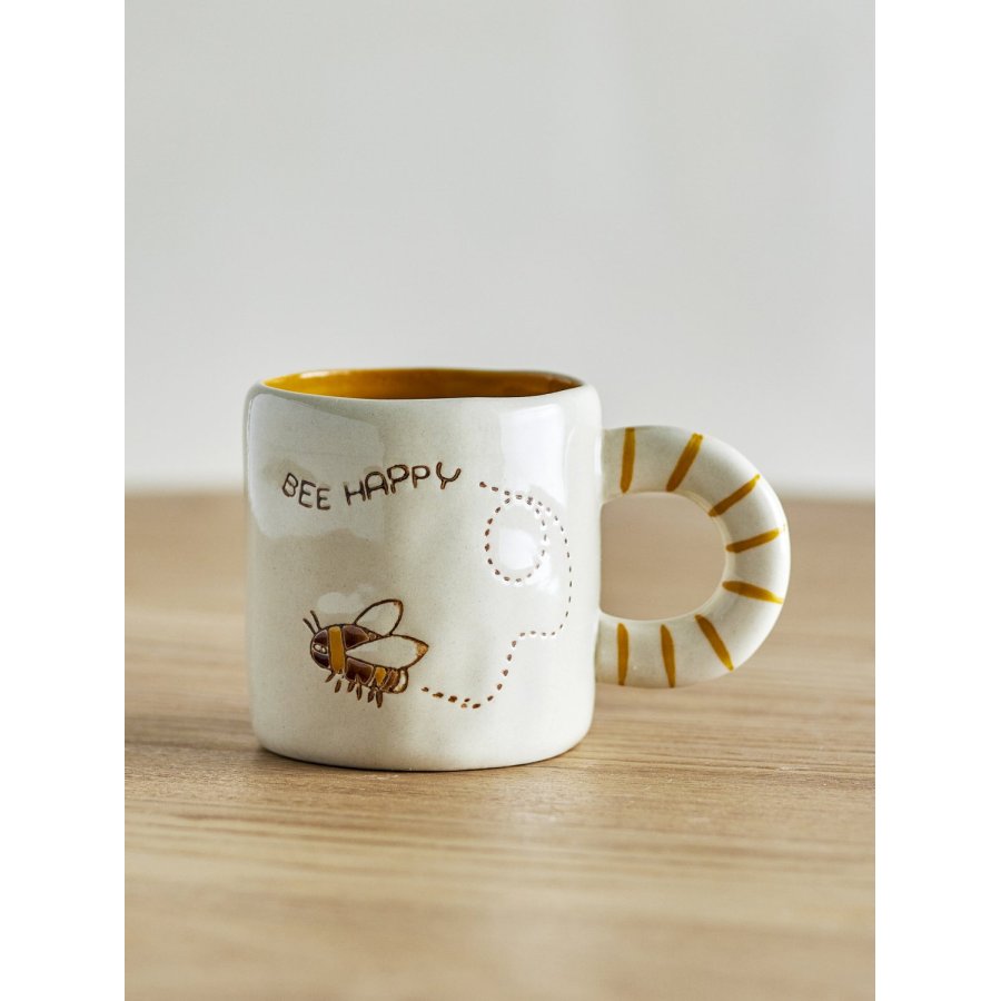Bloomingville Mini Cloudy Tasse mit Henkel 22,5 cl, Natur/Orange