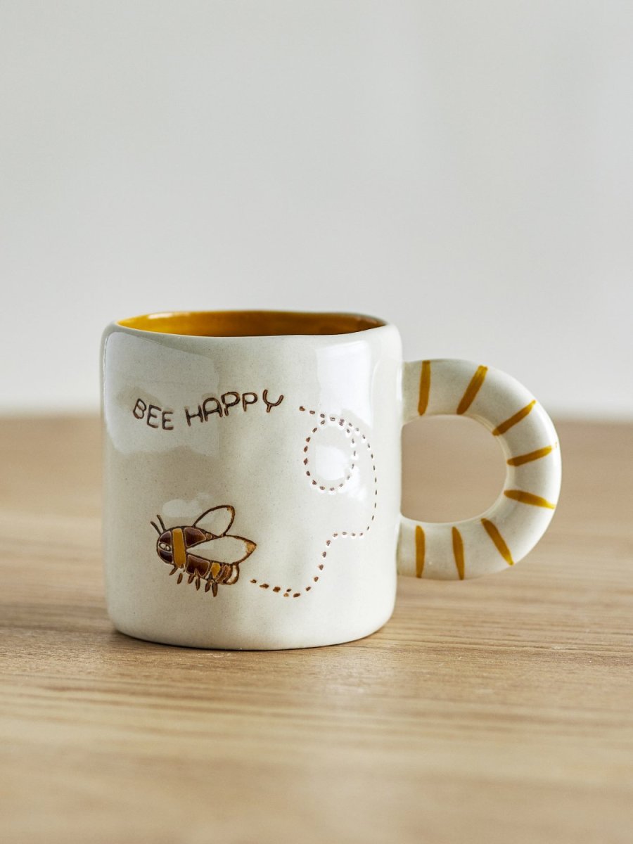 Bloomingville Mini Cloudy Tasse mit Henkel 22,5 cl, Natur/Orange
