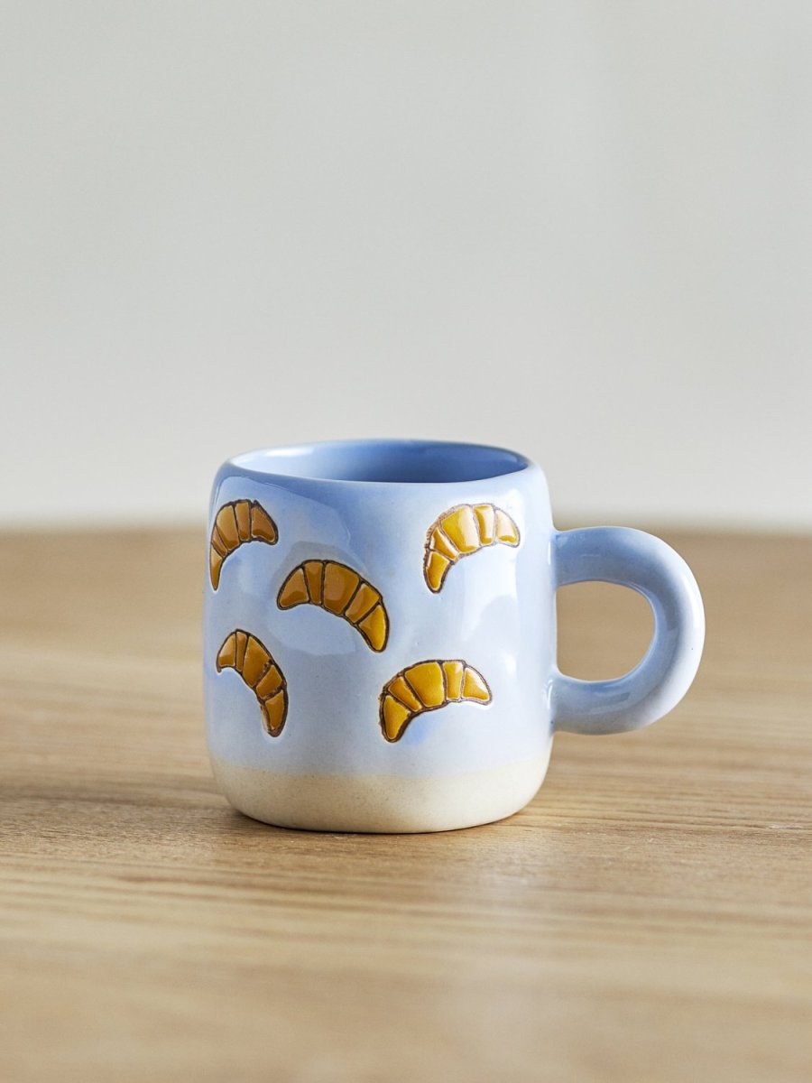 Bloomingville Mini Millie Tasse mit Henkel 11 cl, Natur/Blau