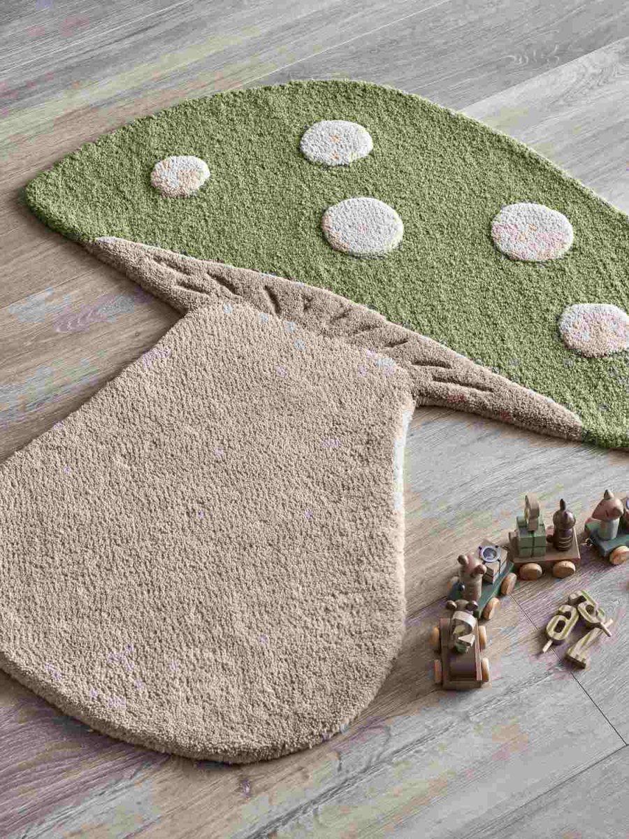 Bloomingville Mini Mushroom Teppich 85x90 cm, Gr&uuml;n
