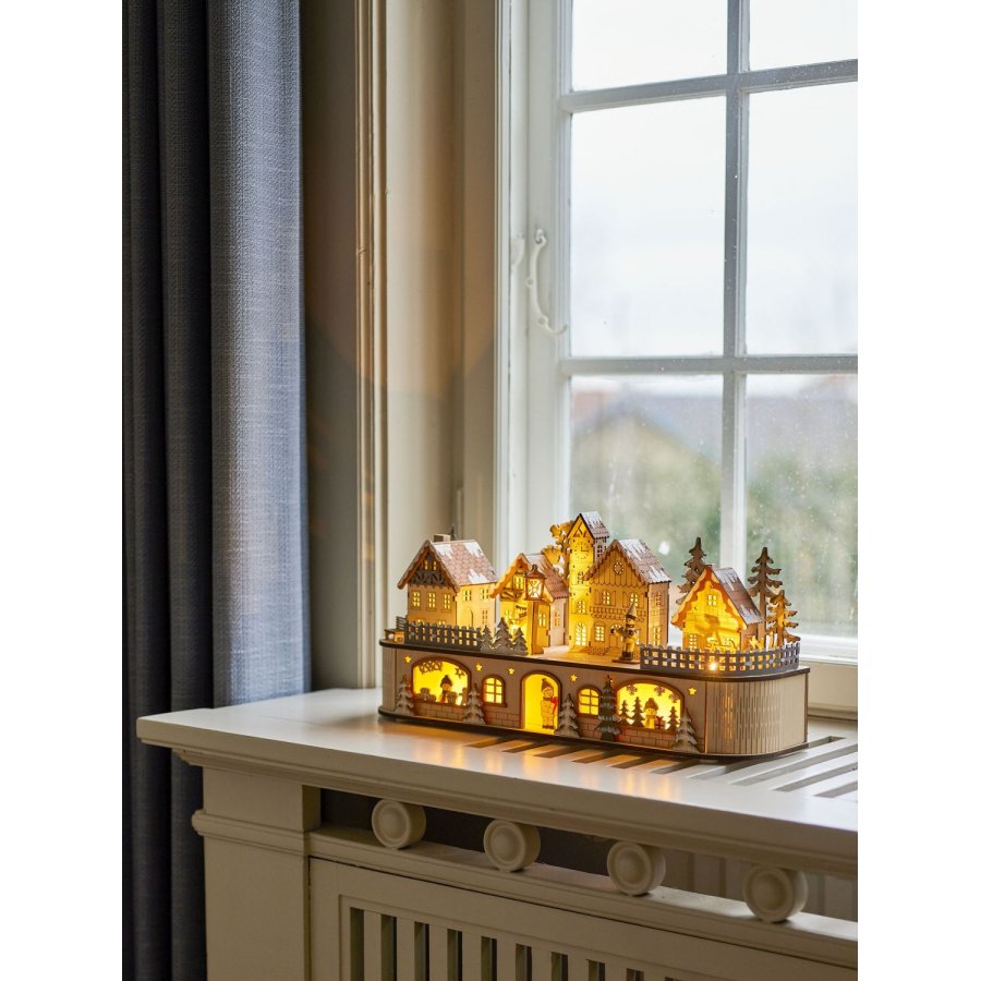 Bloomingville Norwich Dekoration m. Lys 45 cm, Krydsfiner