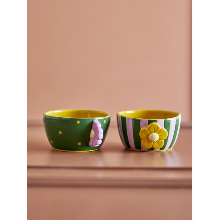 Bloomingville Haisy Sk�l 2 stk. �12 cm, Gr�n/Gul