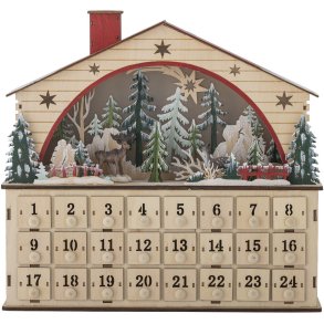 Bloomingville Melvin Julekalender m. Lys 34x36 cm, Krydsfiner