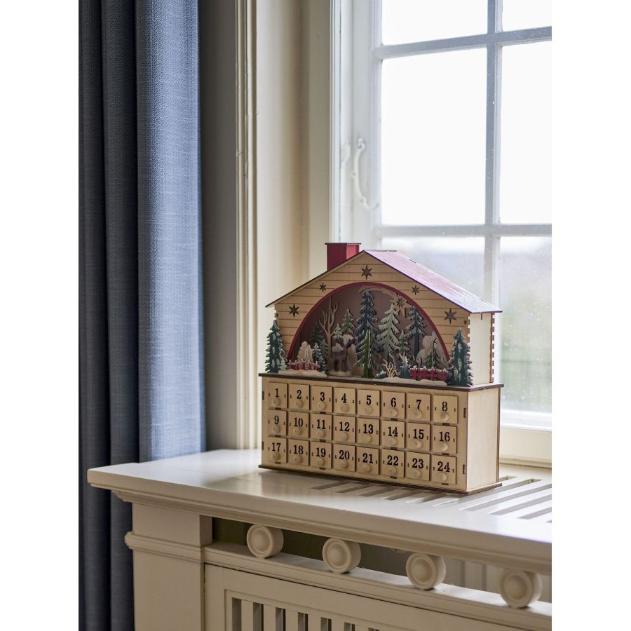 Bloomingville Melvin Julekalender m. Lys 34x36 cm, Krydsfiner