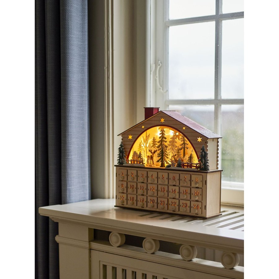 Bloomingville Melvin Julekalender m. Lys 34x36 cm, Krydsfiner