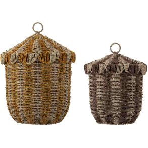 Bloomingville Mini Cikkeline Korb mit Deckel 2er Set, Multi