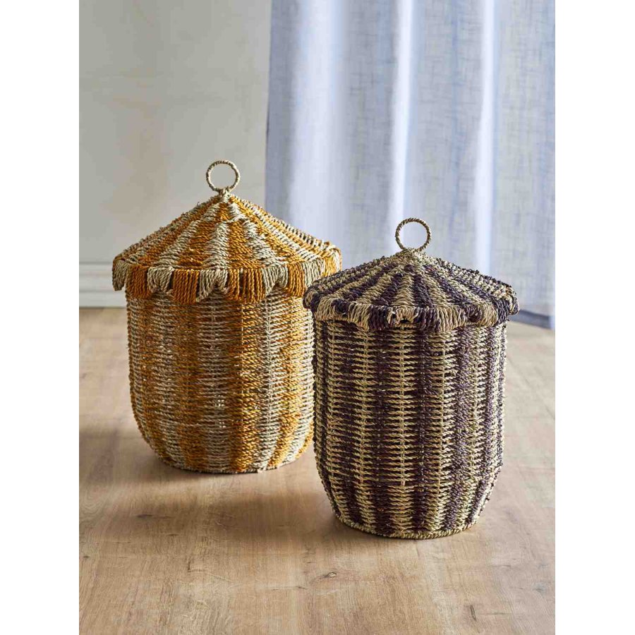 Bloomingville Mini Cikkeline Korb mit Deckel 2er Set, Multi