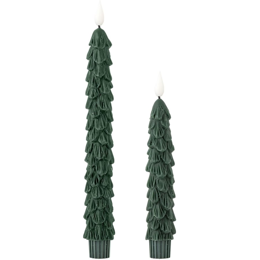 Bloomingville Ponza Kronelys LED 2 stk. H18,5/H24,5 cm, Gr�n