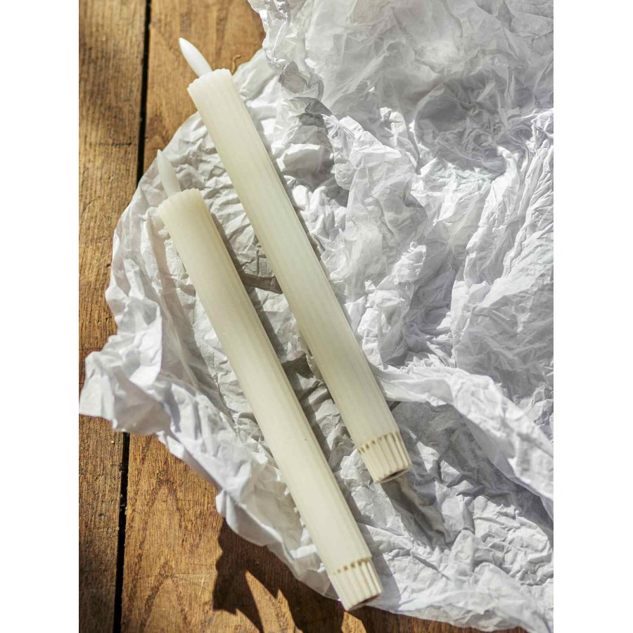 Bloomingville Ponza Kronelys LED 2 stk. �2,2/24,5, Hvid
