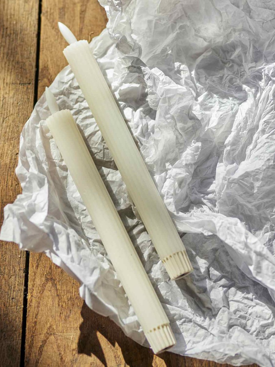 Bloomingville Ponza Kronelys LED 2 stk. �2,2/24,5, Hvid