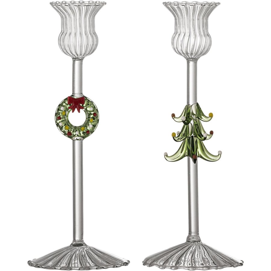 Bloomingville Branton Lysestage 2 stk. H21 cm, Klar