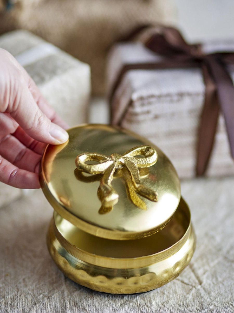 Bloomingville Meera Topf mit Deckel H6 cm, Gold