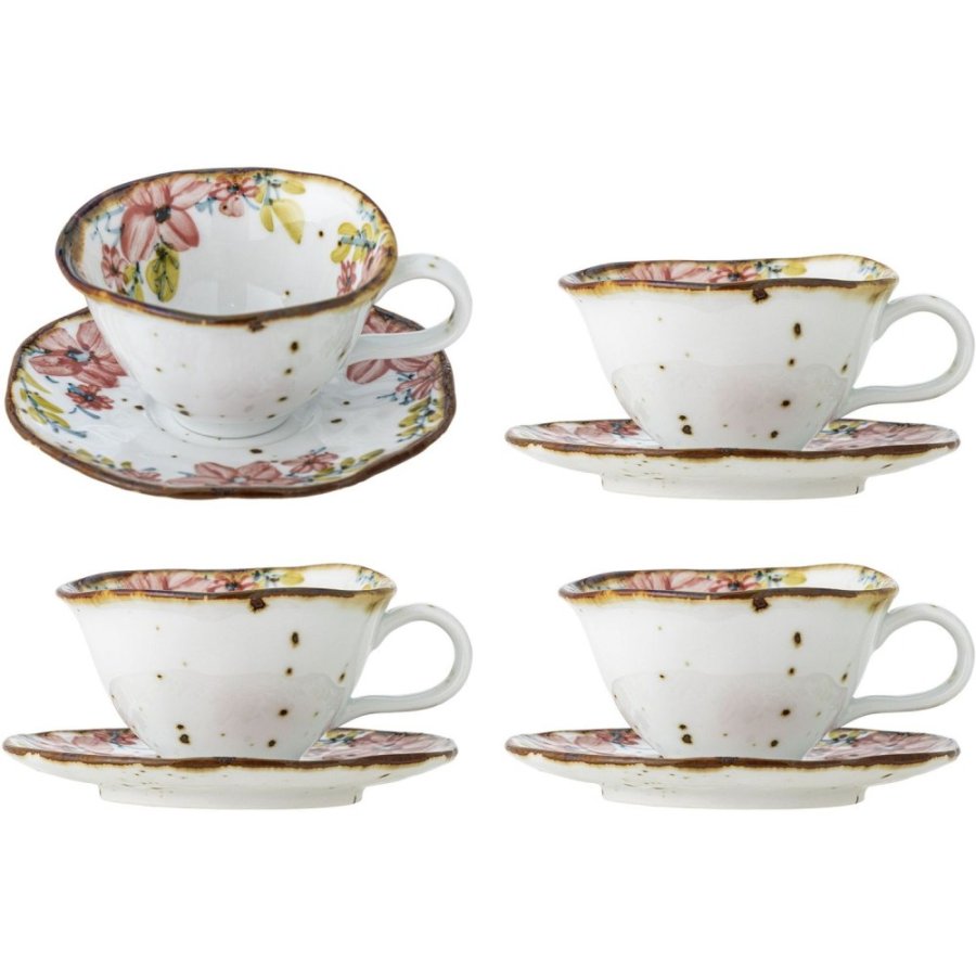 Creative Collection Savina Kop m. Underkop 4 stk. 22 cl, Hvid/Rosa