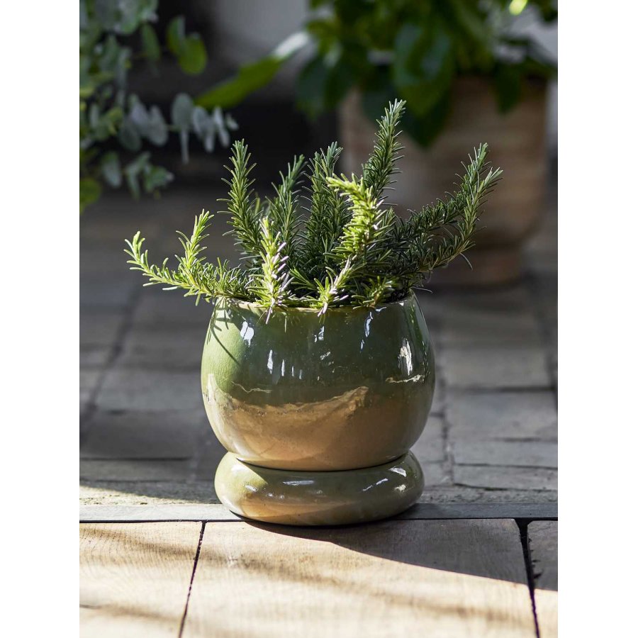 Bloomingville Imke Urtepotte m. Undersk�l H17,5 cm, Gr�n