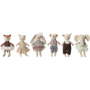 Bloomingville Mini Animal Friends Puppen 6er Set, Mehrfarbig