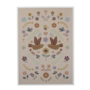 Bloomingville Mini Lorena Illustration m. Ramme 52x72 cm, Hvid