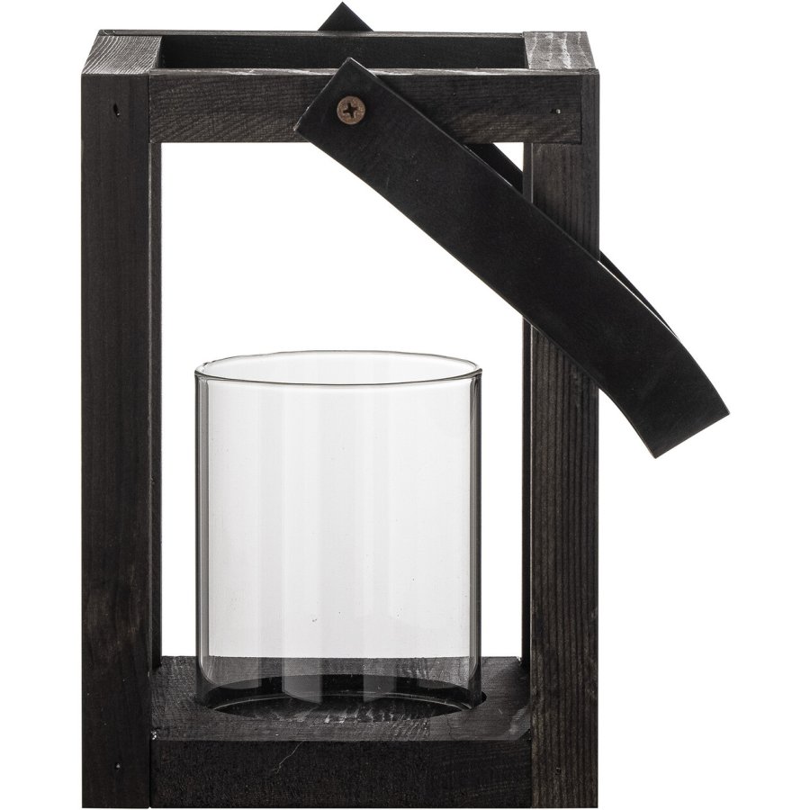 Bloomingville Lyra Laterne mit Glas H20 cm, Schwarz