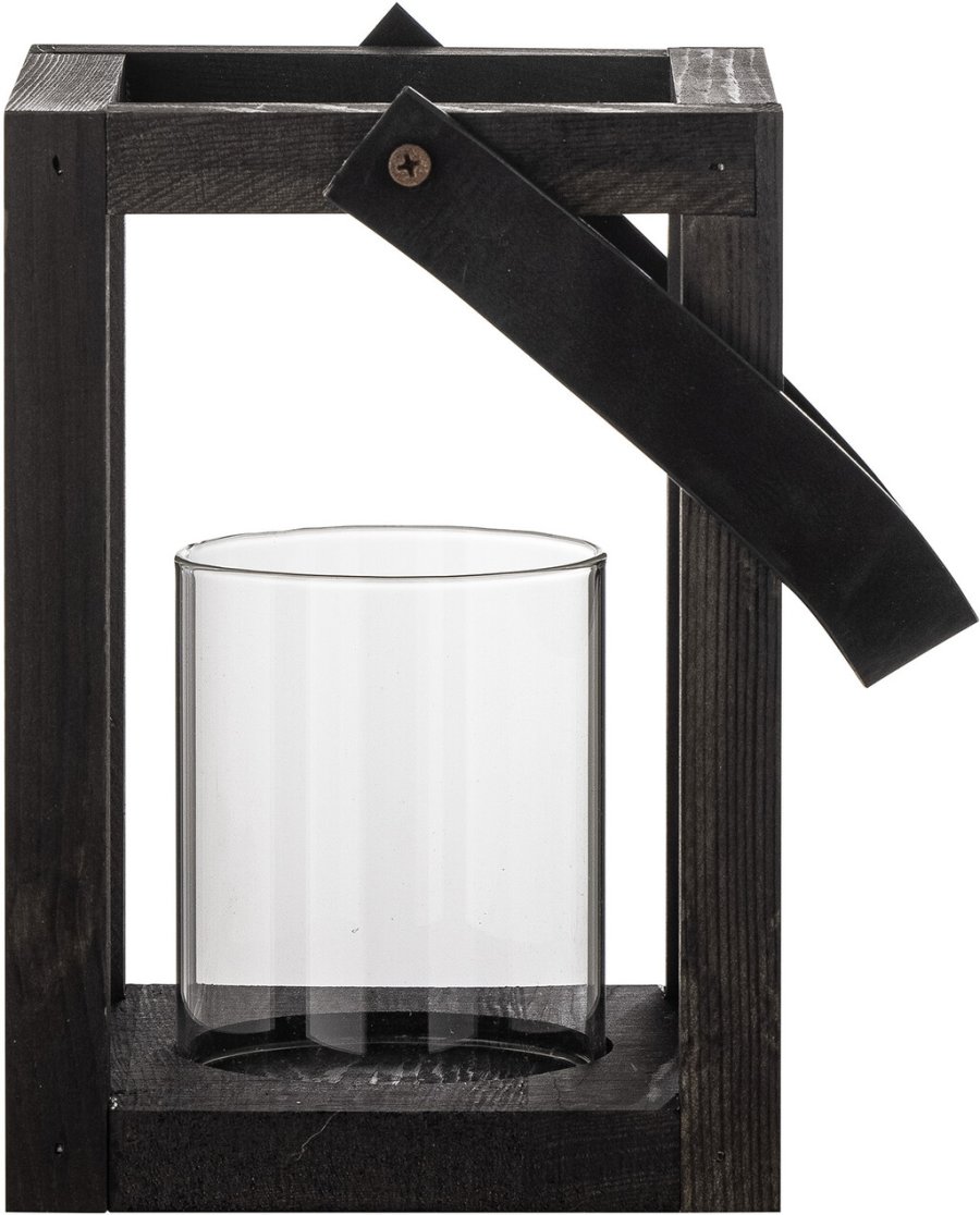 Bloomingville Lyra Laterne mit Glas H20 cm, Schwarz