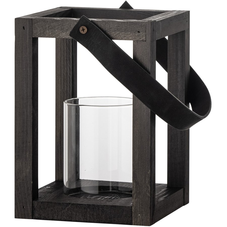 Bloomingville Lyra Laterne mit Glas H20 cm, Schwarz