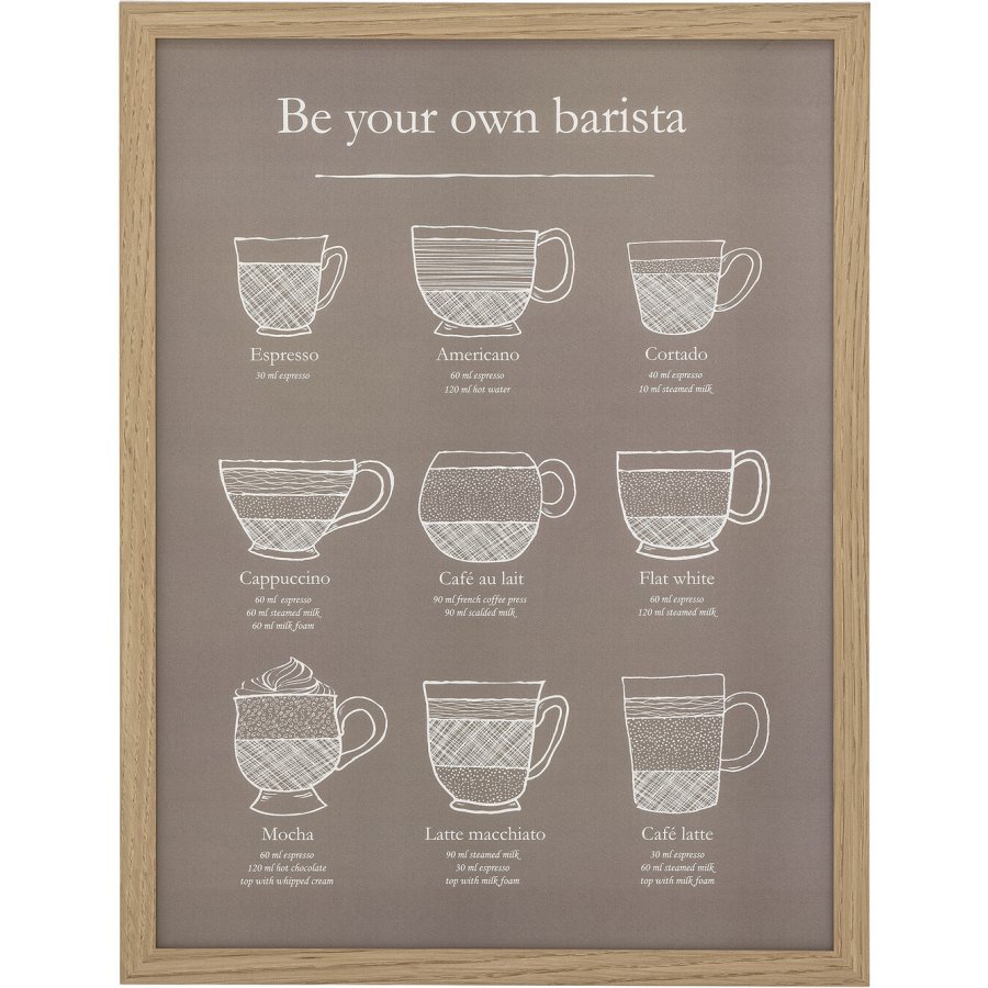Bloomingville Kaffee-Illustration m. Rahmen 42x32 cm, Natur