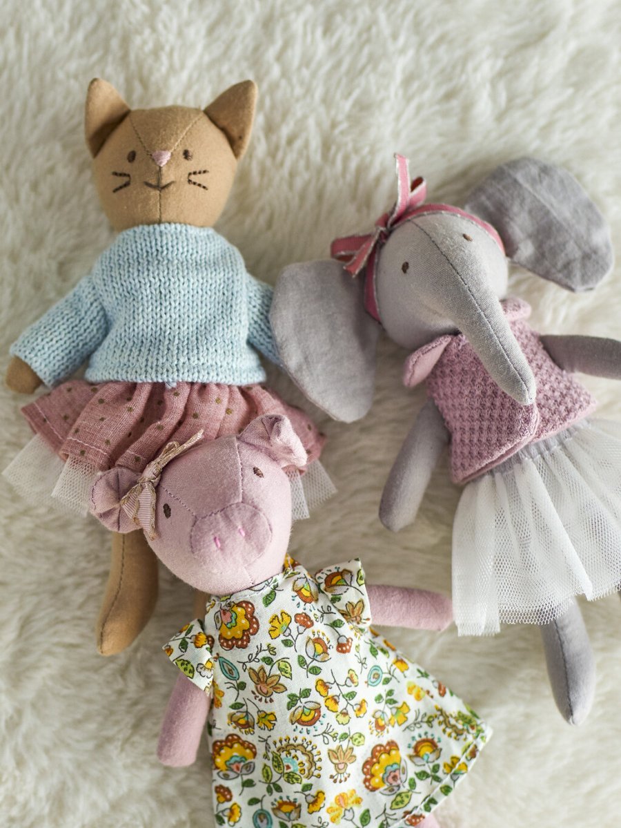 Bloomingville Mini Animal friends Tjdyr 3 stk. 16 cm, Rosa