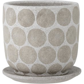 Bloomingville Felan Deko Blumentopf mit Untersetzer H18 cm, Wei