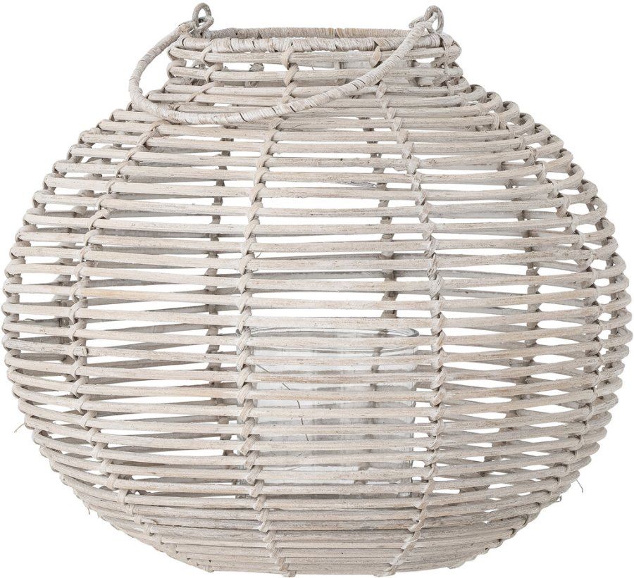 Bloomingville Malua Laterne mit Glas H36 cm, Rattan