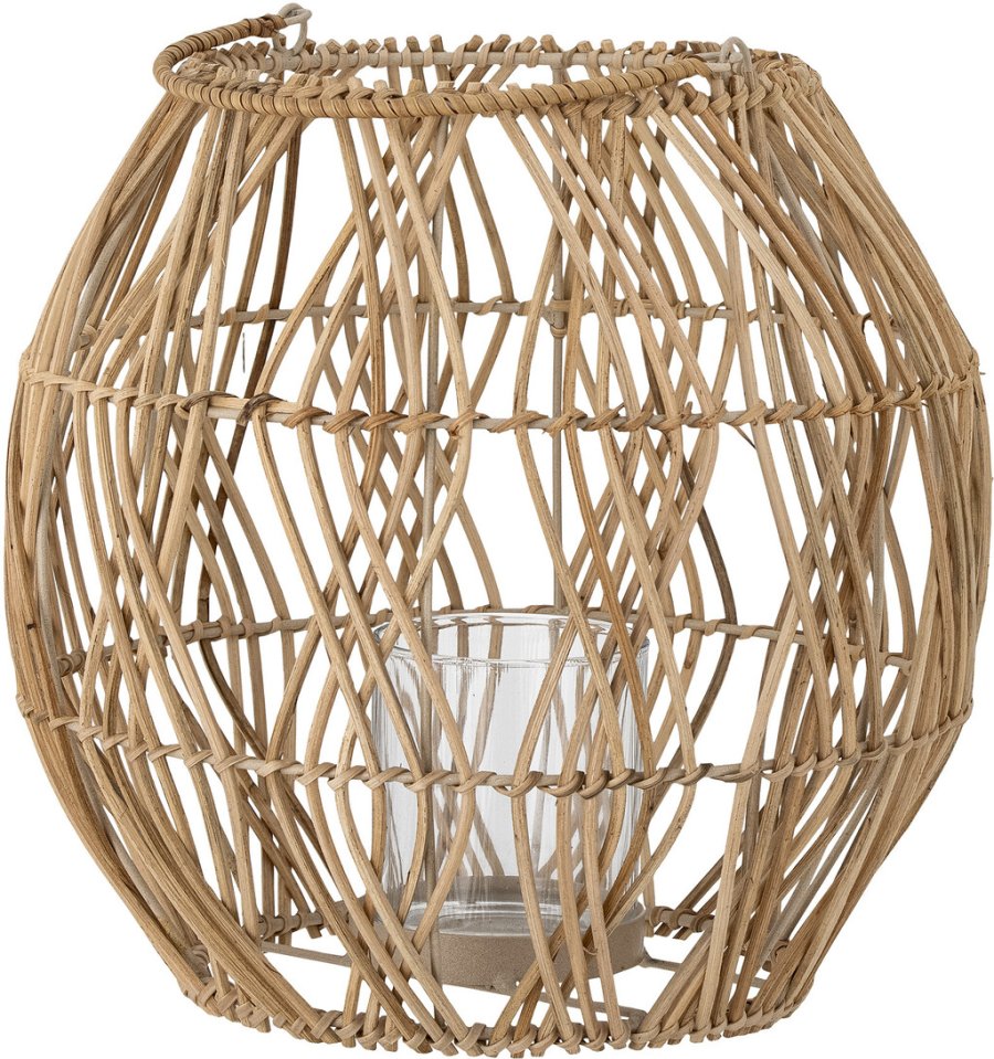 Creative Collection Maiga Laterne mit Glas, H41 cm, Rattan