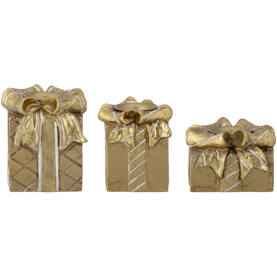 Bloomingville Halia Kerzenständer 3er Set H4,5 cm, Gold