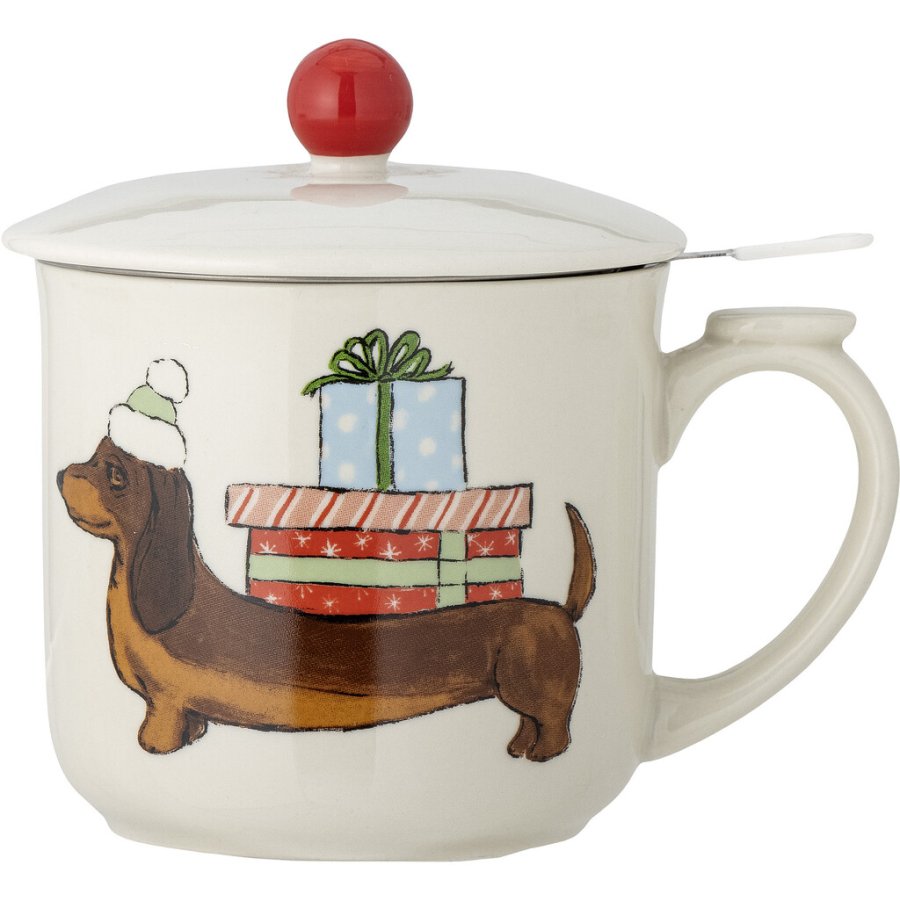 Bloomingville Valentin Becher mit Deckel und Teesieb 9 cm, Grün